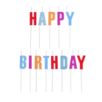 Candeline multicolore Happy Birthday da 1,5 x 2,5 cm - PME - 13 unità