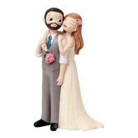 Figura per torta di una sposa e uno sposo che si abbracciano sul retro 21 cm