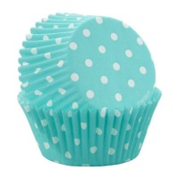 Pirottini cupcake azzurri con pois bianchi da 5 cm - Wilton - 75 unità