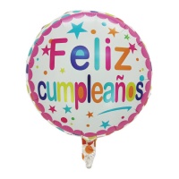 Palloncino Happy Birthday con stelle colorate 45 cm