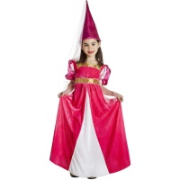 Costume da principessa medievale rosa con velo per bambine