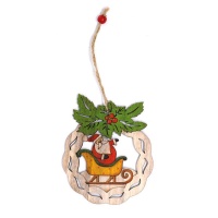 Decorazione in legno Babbo Natale su slitta da 12 cm