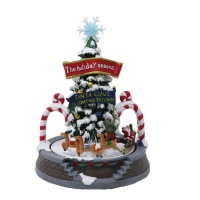 Carillon natalizio slitta con Babbo Natale con luce e musica da 20 x 24 cm