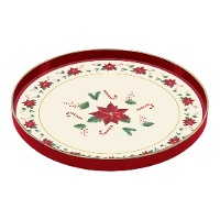 Vassoio di plastica natalizio bianco e rosso da 27 cm