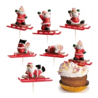 Topper cupcake Babbo Natale con slitta - Dekora - 72 unità