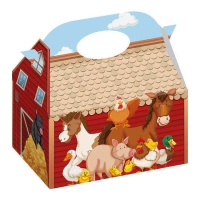 Scatola di cartone con animali della fattoria - 12 pezzi.