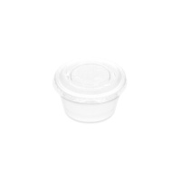 Salsiera in plastica bianca da 30 ml con coperchio - 12 pz.