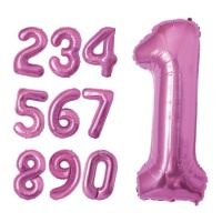 Pallone numero rosa fucsia metallizzato 1m