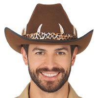 Cappello da cowboy leopardato con zanne