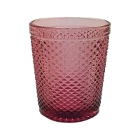 Bicchiere da 250 ml in vetro rosa inciso