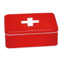 19 x 13 x 6,5 cm Scatola in metallo per kit di pronto soccorso rosso