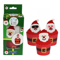 Set decorativo per cupcakes Emoji di Babbo Natale - PME - 6 pezzi