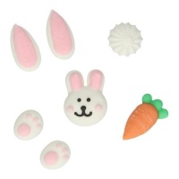 Figure di zucchero coniglietti e carote - FunCakes - 14 pezzi