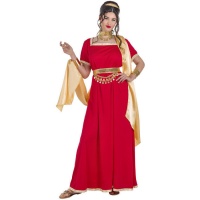 Costume da Cesare romano rosso e oro per donna