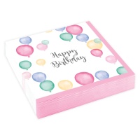 Tovaglioli Happy Birthday con palloncini 12,5 x 12,5 - 20 pz.