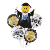 Bouquet di congratulazioni Smiley per laureati - 5 pezzi.