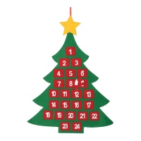 Calendario dell'avvento con albero di Natale e tasche 69 x 53 cm