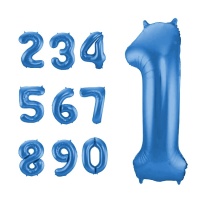 Palloncino numero azzurro opaco da 86 cm - Folat