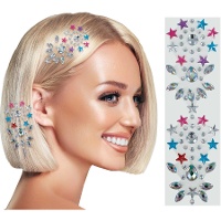 Gioielli adesivi per capelli con brillanti e stelle