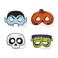 Maschere di cartone per personaggi di Halloween - 6 pezzi.