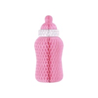Decorazione verticale nido ape a forma di biberon rosa 30 cm