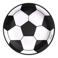 Piatti con pallone da calcio bianco e nero 23 cm - 6 pezzi.
