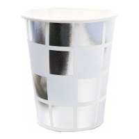 Bicchieri effetto disco argentati - 8 pezzi