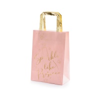 Borsette regalo rosa e oro da 18 x 26 x 10 cm - 6 unità