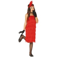 Costume da charleston rosso con piuma per bambina