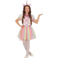 Costume da unicorno fantasia arcobaleno per bambina