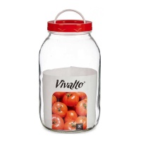 Vaso trasparente da 3 L con coperchio e manico rosso