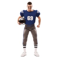 Costume giocatore rugby americano blu da uomo