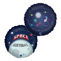 Palloncino rotondo Space Birthday da 46 cm - Grabo