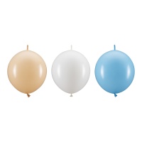 Palloncini 33 cm bianchi, crema e blu - 20 pz.