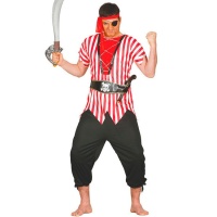 Costume da corsaro pirata nero e rosso per uomo