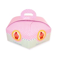 Scatola 34 x 34 x 10 cm per torta esagonale con manico