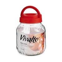 Vaso trasparente da 1,7 L con coperchio rosso