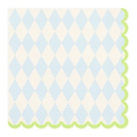 Tovaglioli blu a rombi 16,5 x 16,5 cm - 20 pezzi.