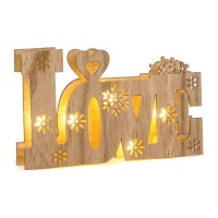 Cartello d'amore con fiori fustellati e luci a led 21 x 13 cm