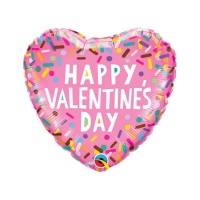 Palloncino cuore rosa Happy San Valentino da 46 cm - Qualatex