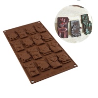 Stampo in silicone animali del bosco di cioccolato 17 x 29,5 cm - Silikomart - 16 cavità