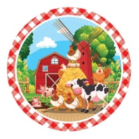 Piatti con animali della fattoria 23 cm - 8 pezzi.