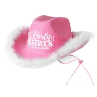 Cappello da cowgirl rosa con piume