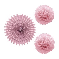 Ciondolo a ventaglio con pompon colorati - 3 pezzi