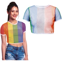 Top in rete arcobaleno vivace da donna
