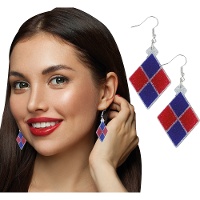 Orecchini pendenti a rombi in stile Harley Quinn