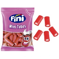 Liquirizia rossa alla fragola ripiena a pezzi - Fini mini tubes - 90 g