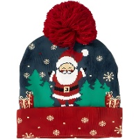 Cappellino natalizio con Babbo Natale e pompon