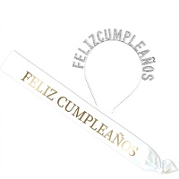 Cerchietto e fascia bianchi con scritta 