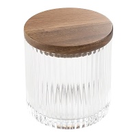 Porta cotton fioc e dischetti di cotone con coperchio in legno